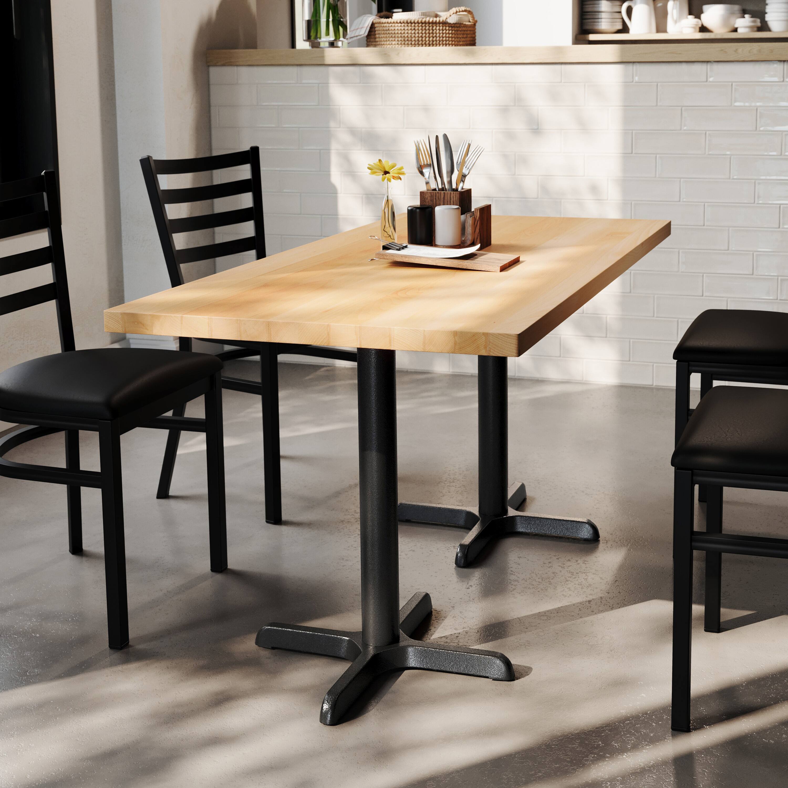 Alt View 2. Flash Furniture - Bennett 30" x 60" Solid Wood Commercial Indoor Tabletop in Natural with 22" x 22" Dining Height Rust-Resistant Black Cas - Natural.