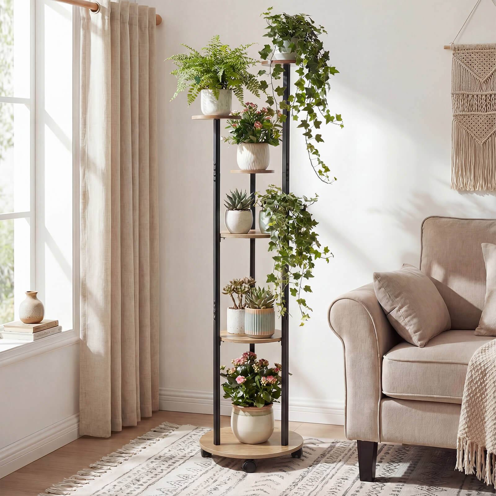 Alt View 1. Costway - Costway 6-tier Plant Stand with RGB Grow Light Adjustable Lighting Modes Remote APP Control - Natural,Black.