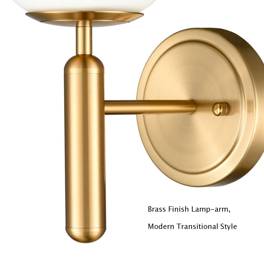 Brass Finish Lamp-arm,  
Modern Transitional Style