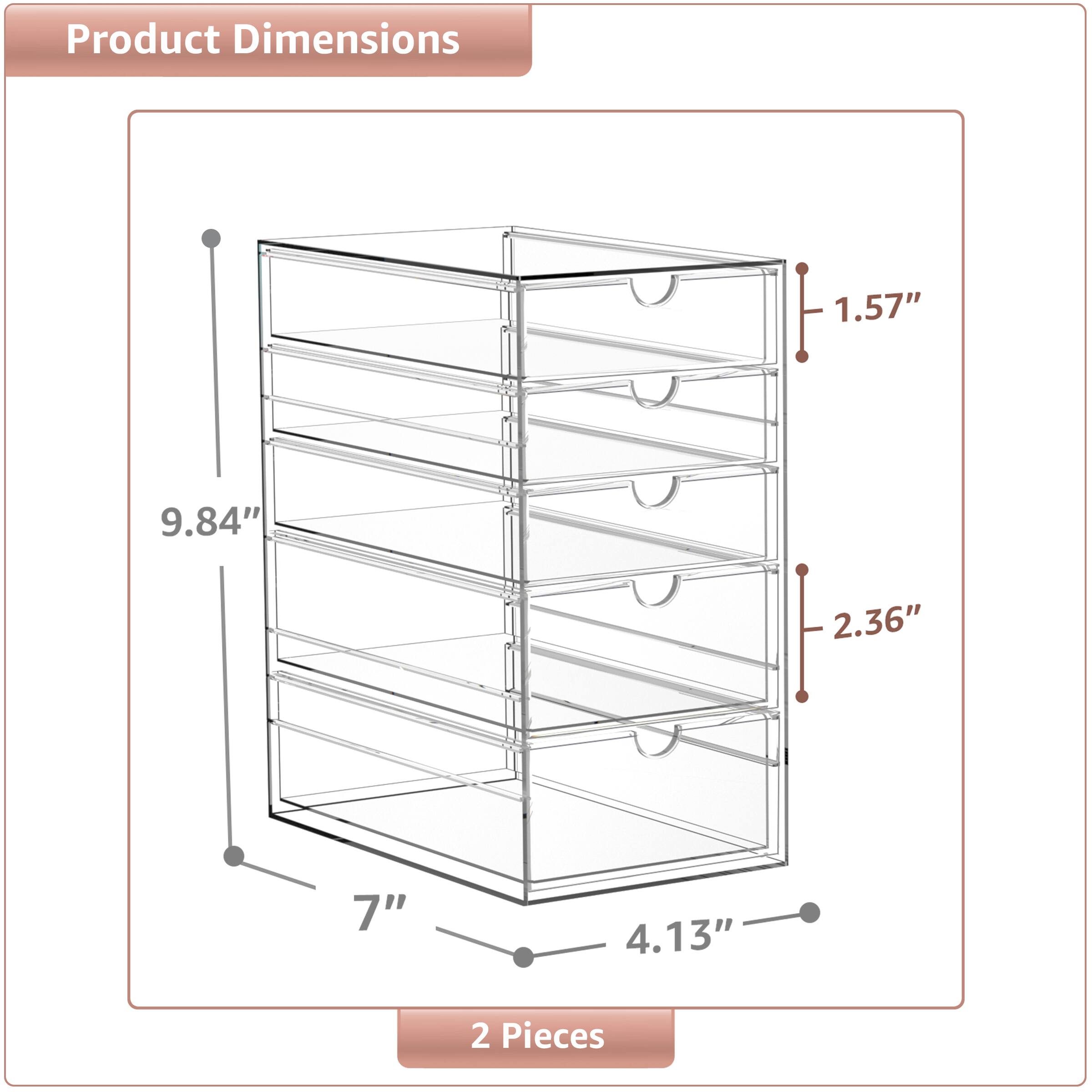Product Dimensions

- Height: 9.84"
- Width: 7"
- Depth: 4.13"
- Shelf Thickness: 1.57"
- Shelf Spacing: 2.36"

2 Pieces