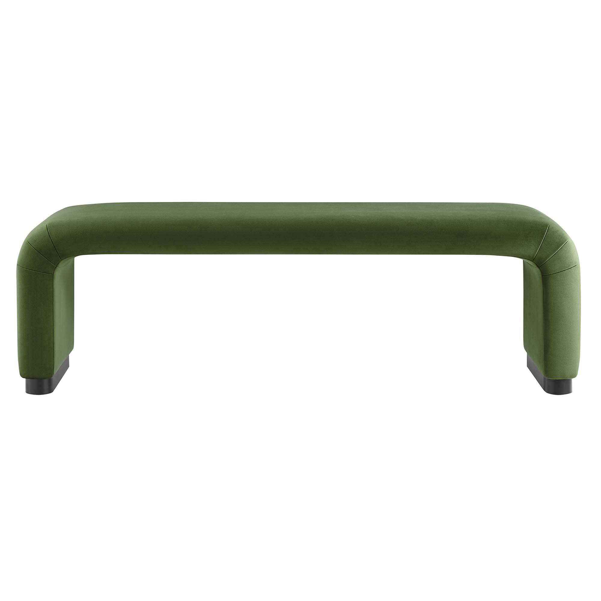 Alt View 1. Modway - Koda Performance Velvet Waterfall Long Bench by Modway - Green.