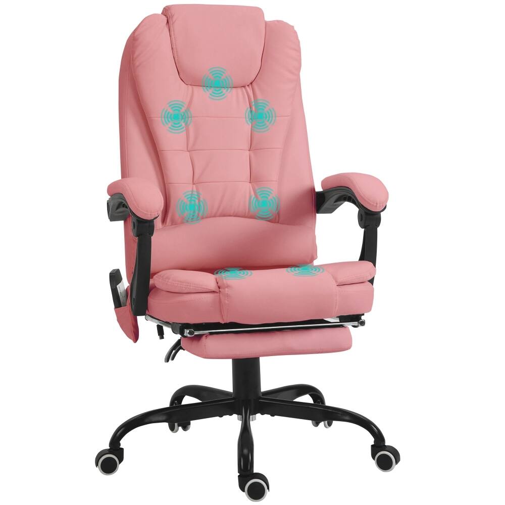 Alt View 7. Loheer - Loheer Pink Massage Office Chair Reclining Executive Chair with Footrest - Pink.