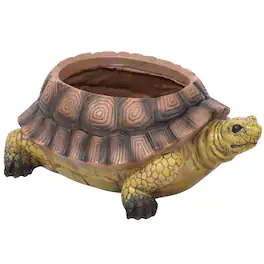 Sunnydaze - Teddy the Tortoise 11 in Polyresin Outdoor Garden Planter - Green