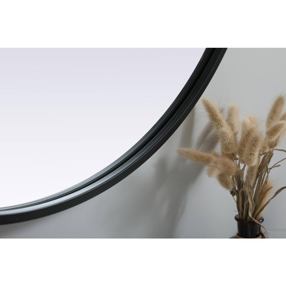 Alt View 2. Elegant Decor - Metal Frame Oval Mirror 30x36 Inch in Black - Black.