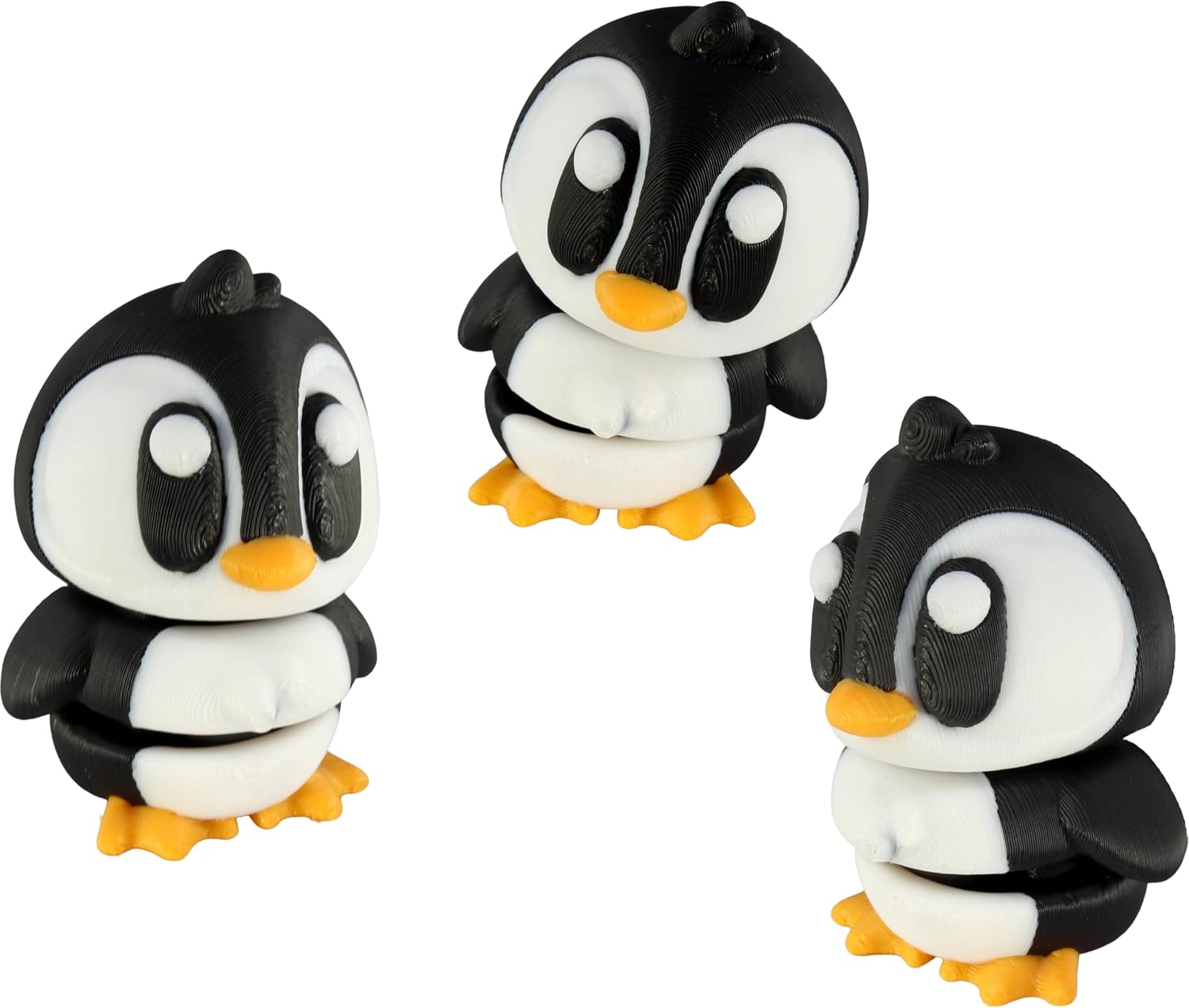 3D Printed Articulated Penguin Fidget Toy 3 Pack – Flexible Cute Animal Desk Decor, Adult Fidget Collectible by PowerTRC