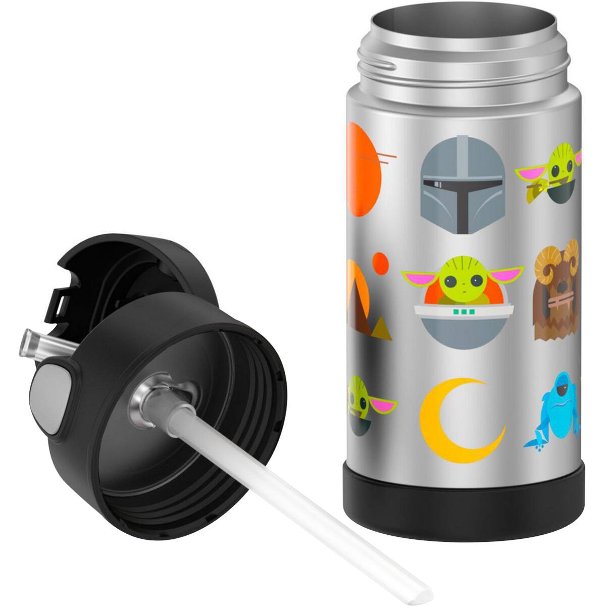 Alt View 4. Thermos - Thermos 12 oz. Kid's Funtainer Insulated Water Bottle - Mandalorian - Mandalorian.