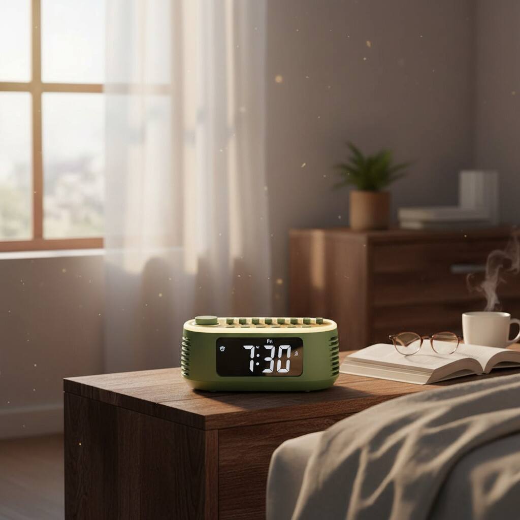 Alt View 3. Dazzed Corner - White Noise Machine Bluetooth Speaker, Digital Alarm Clock - Green.