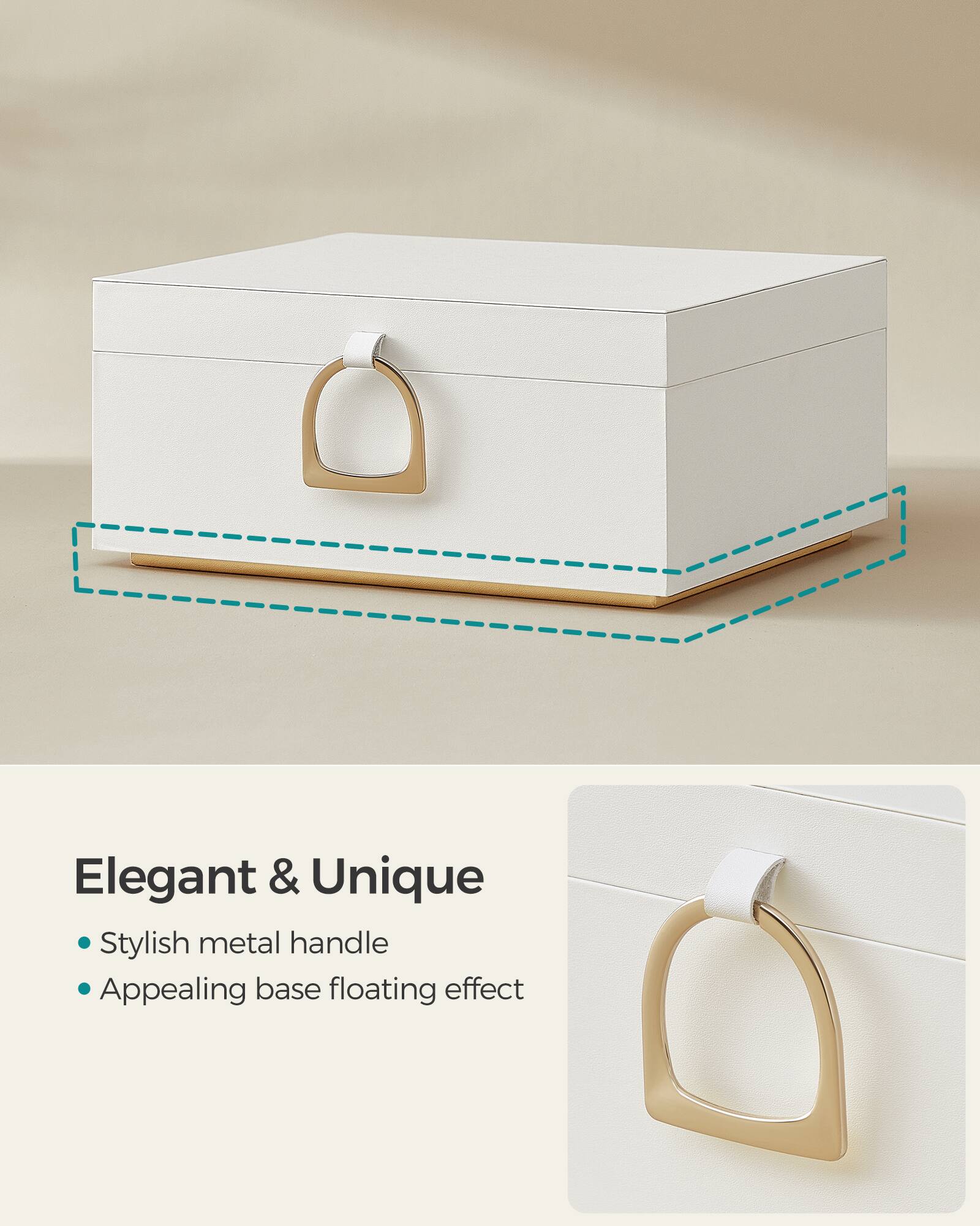 Elegant & Unique

- Stylish metal handle
- Appealing base floating effect