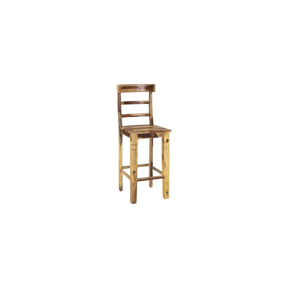 Back. Porter Designs - Taos Solid Sheesham Wood Ladderback 30" Bar Height Bar Stool - Natural.