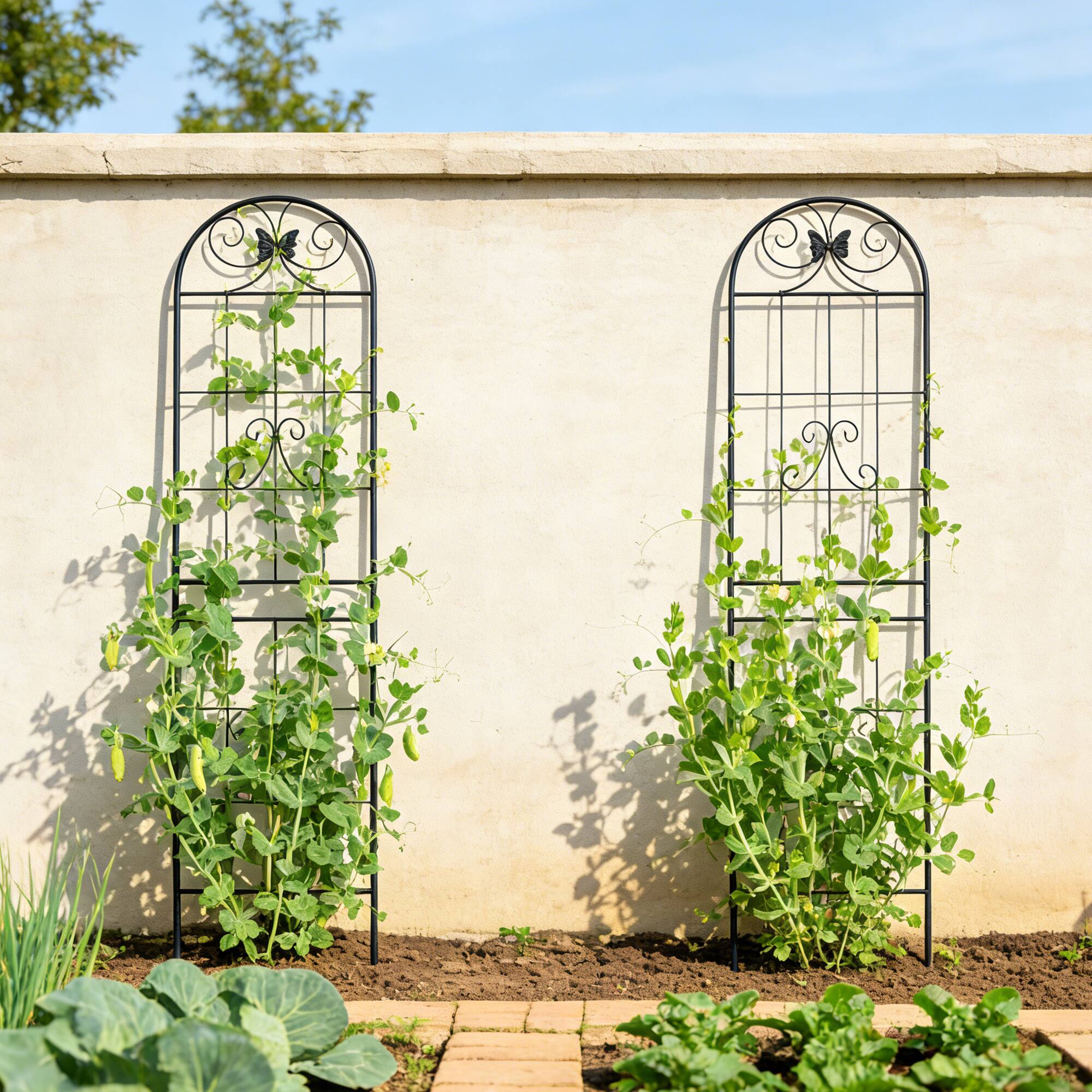 Alt View 1. Loheer - Rustproof Metal Garden Trellis 2 Pack 7.2 ft x 1.6 ft for Climbing Plants - Black.