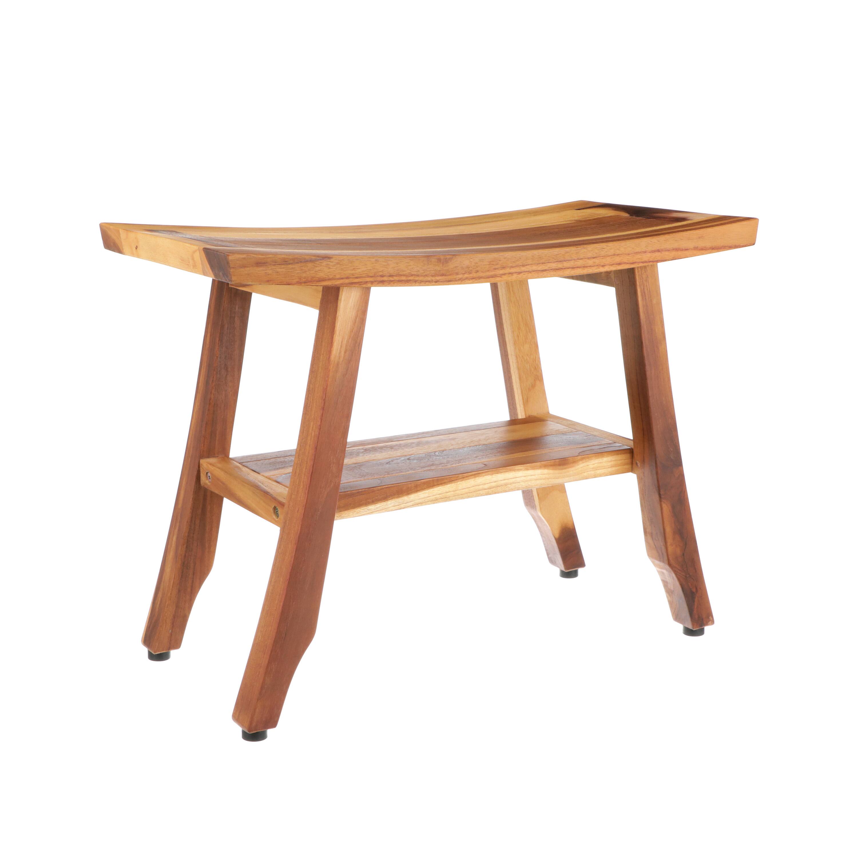 Back. EcoDecors - EcoDecors 24 Inch Satori Natural Teak Waterproof Teak Wood Shower Bench - EarthyTeak.