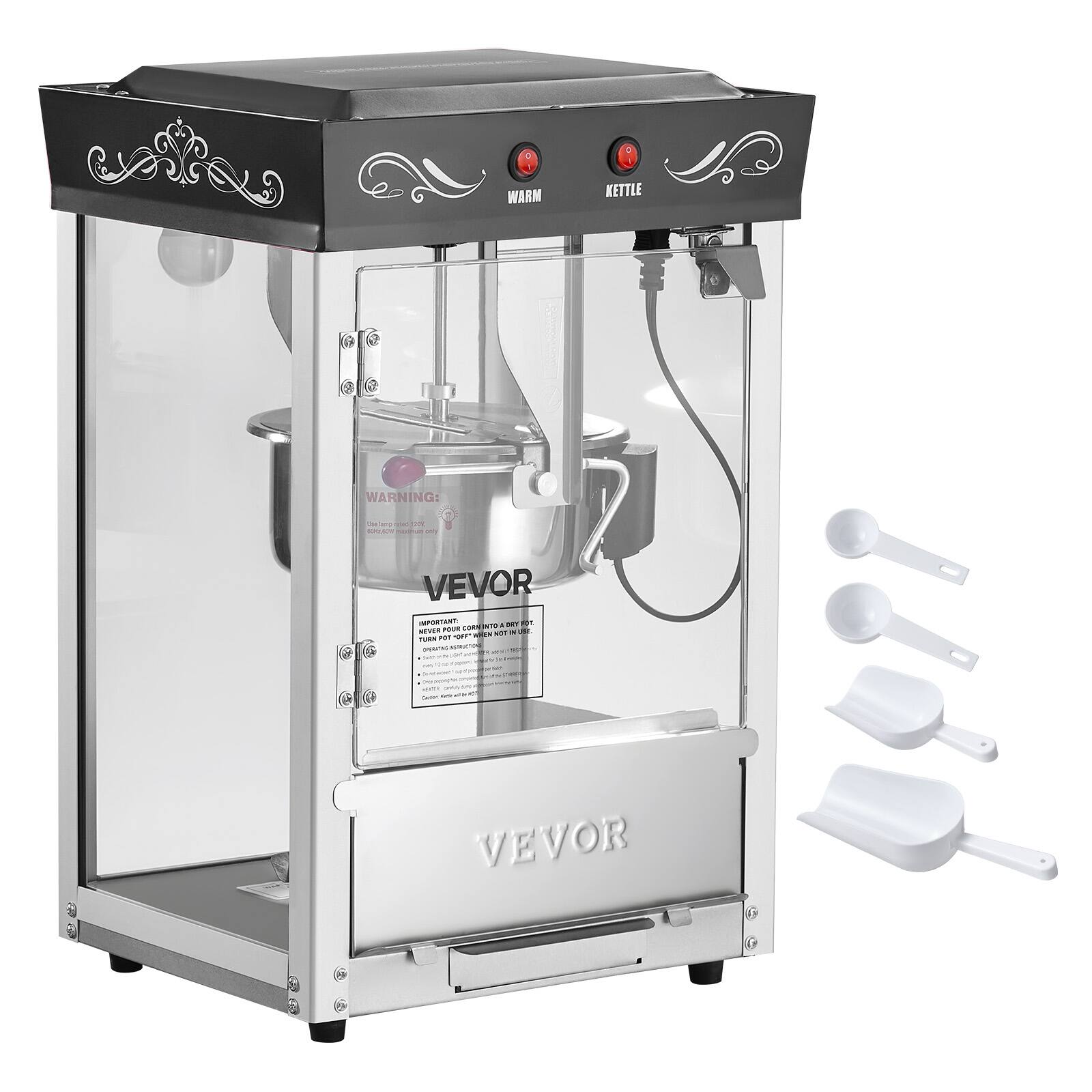 WARM  
KETTLE  
WARNING:  
as long the DOL nachert only  
VEVOR IMPORTANT: CORNENTO 4 DAILY 10C NEVER POUR > 30. orf" six NOT TURN POT -  
VEVOR