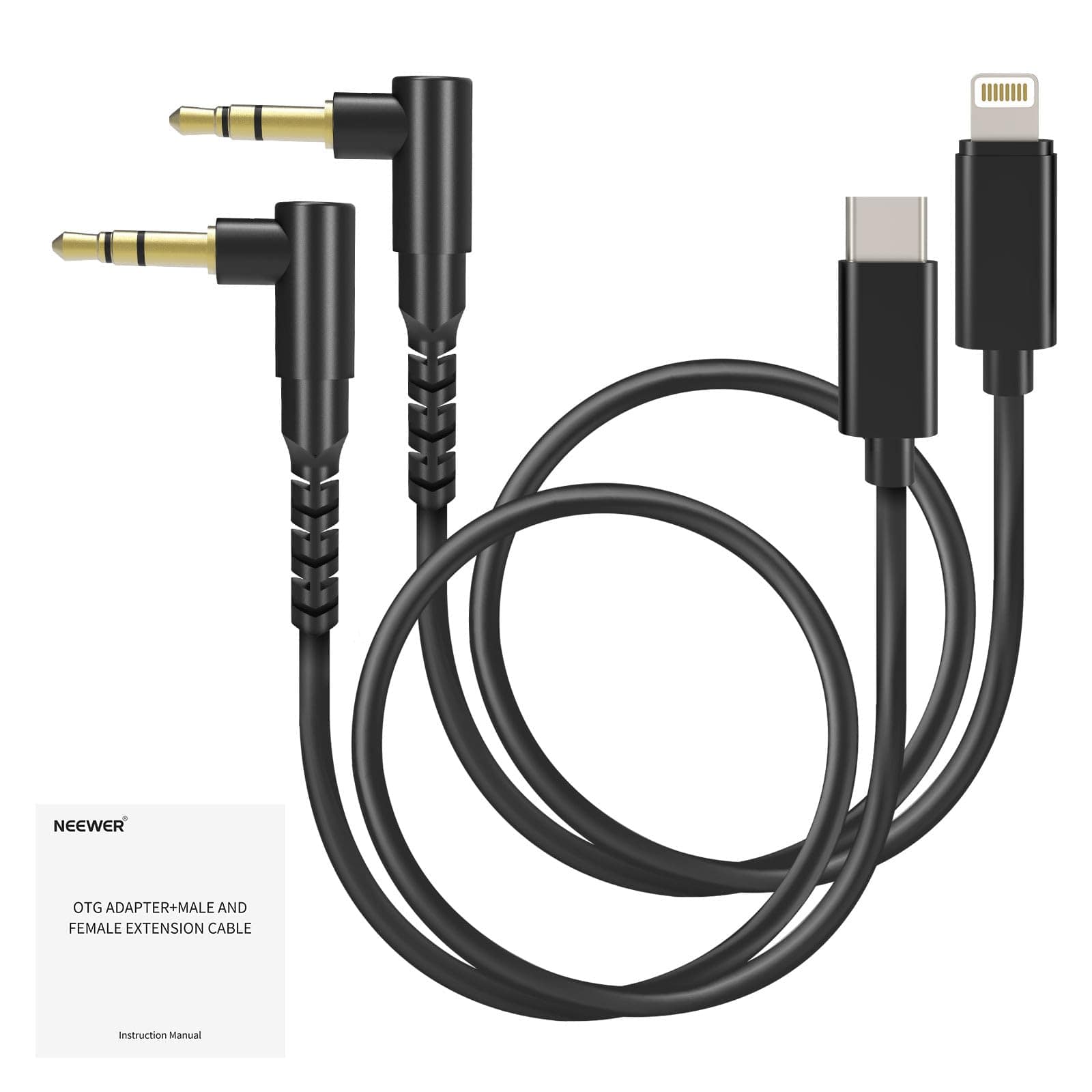 Neewer - 2-Pack Audio Cable: 3.5mm TRS to USB-C & to iOS