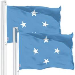 G128 - Micronesia Flag 3x5 ft 2-Pack - 150D Polyester, Dye-Sublimated Printing, Brass Grommets - Assorted Colors