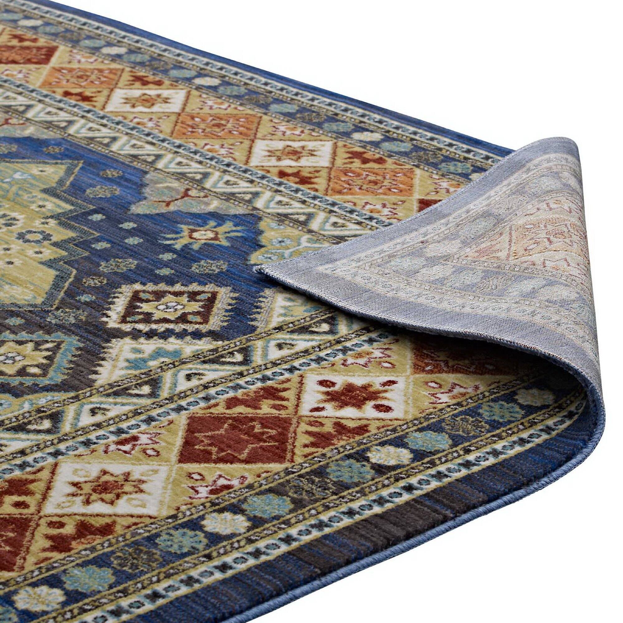 Alt View 3. Modway - Atzi Distressed Southwestern Diamond Floral Area Rug - Multicolored.