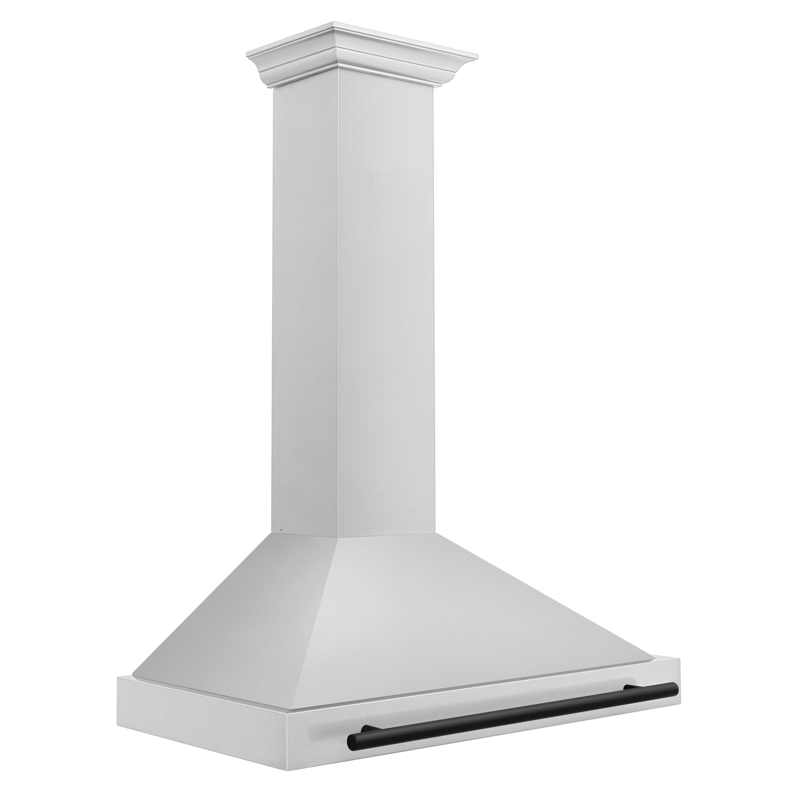 Left. ZLINE - ZLINE 36 in.Autograph Edition Convertible Stainless Steel Range Hood with Stainless Steel Shell and Matte Black Accents - Stainless steel.