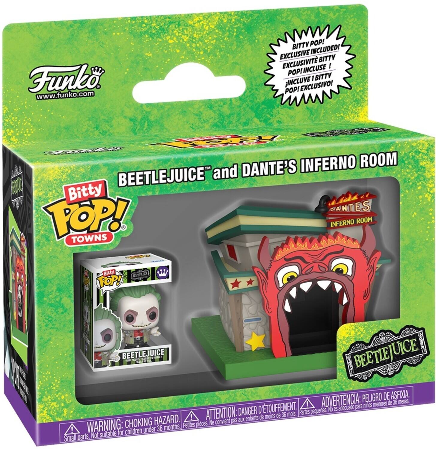 Funko www.funko.com

Bitty Pop! Exclusive Included! Exclusivité Bitty Incluse I Pop! 1 Bitty Incluye Exclusivo! Pop! Dante's Inferno Room Beetlejuice and EC Bitty Antes Top! Towns Inferno Room Bitty Msse Fop! Beetlejuice Beetlejuice Peligro de Asfixia, Touffement. Advertencia: adecuado para niños menores de 36 meses. Danger De petits No Attention: de 36 mois. Parts enfants de moins CHOKING HAZARD. Petites pièces. Ne convient pas B! Warning: for children under 36 months Small parts. Not suitable.