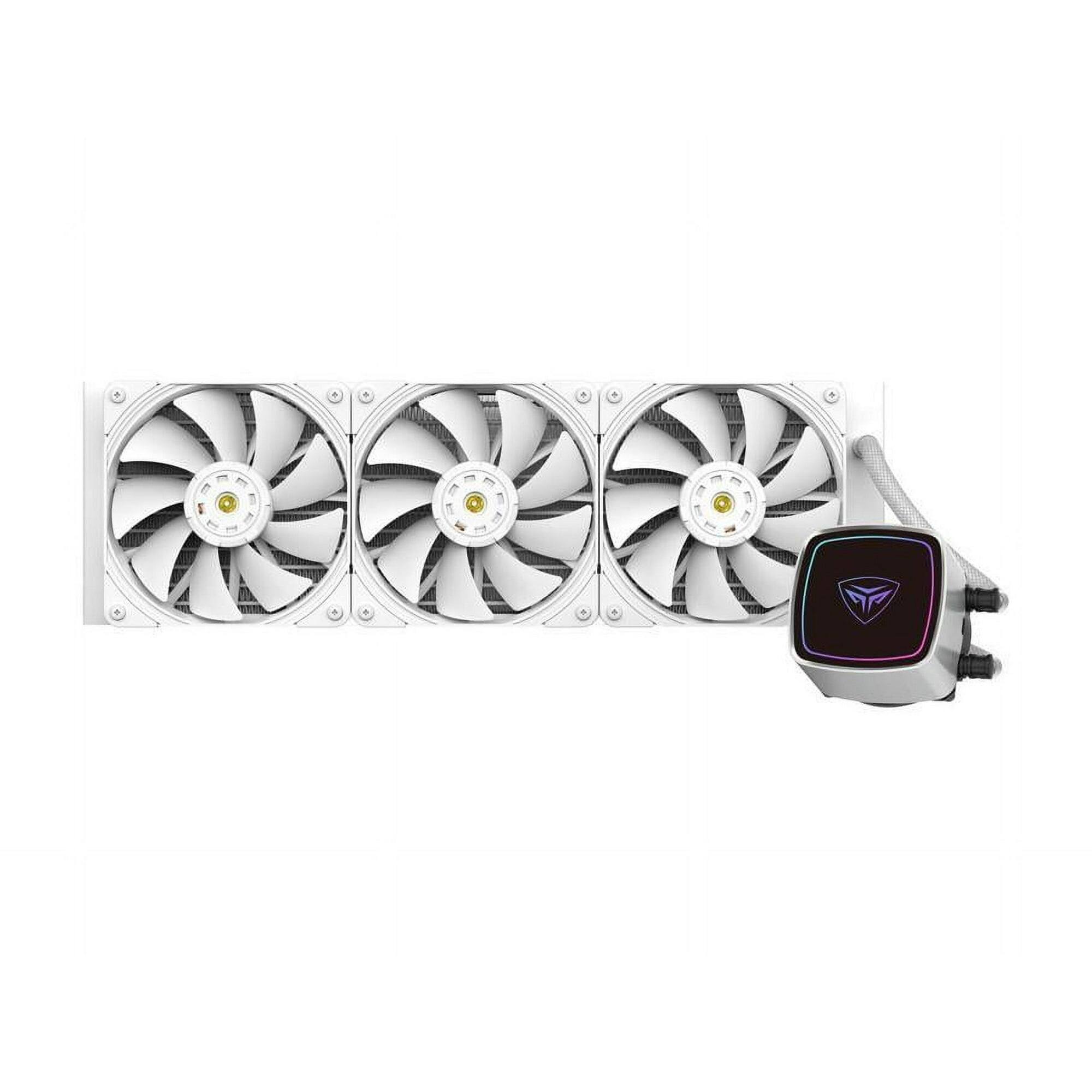 Front. PCCOOLER - DE360-WHAWXX-GL Powerful Dual-Pump AIO Liquid CPU Cooler - White.