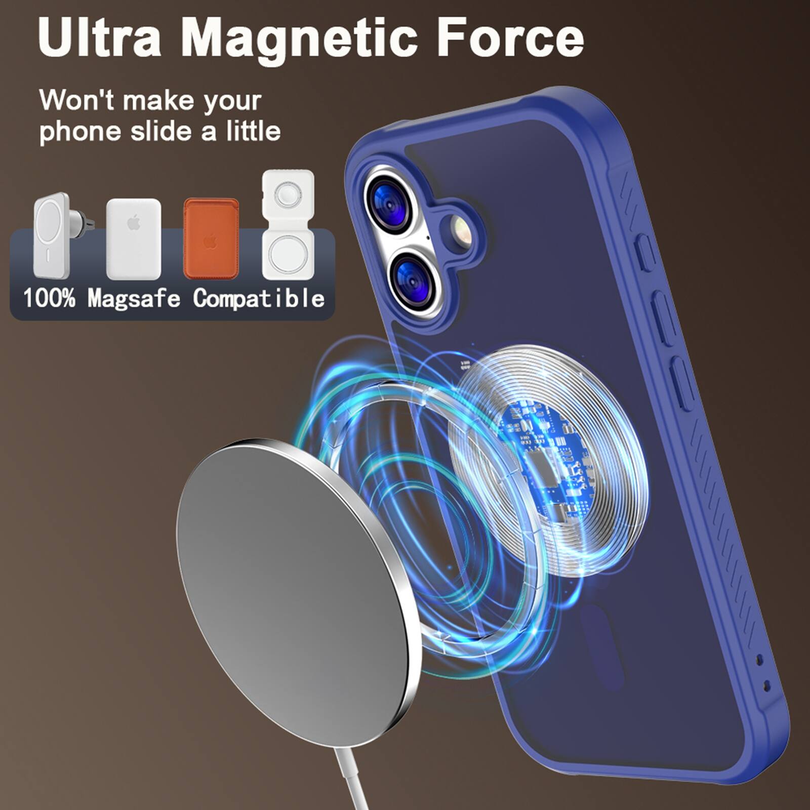 Ultra Magnetic Force  
Won't make your phone slide a little  
100% Magsafe Compatible