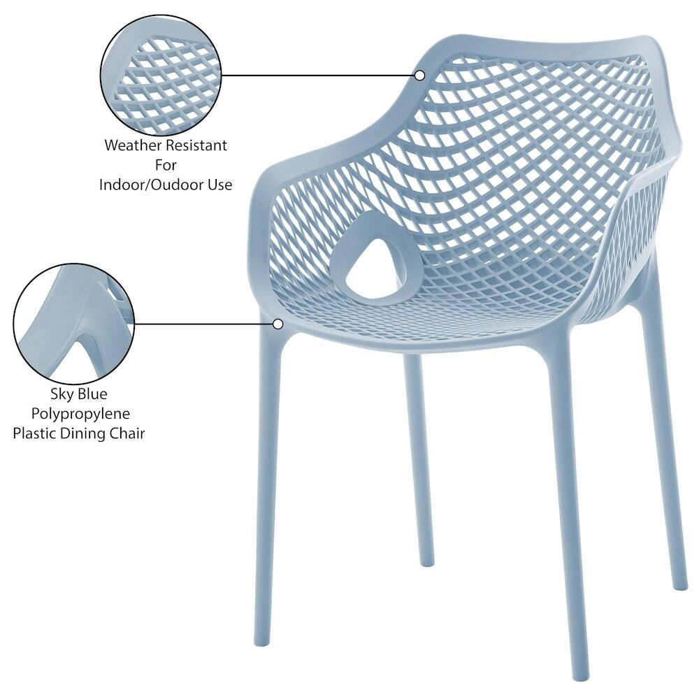 Weather Resistant  
For Indoor/Outdoor Use  

Sky Blue  
Polypropylene Plastic Dining Chair