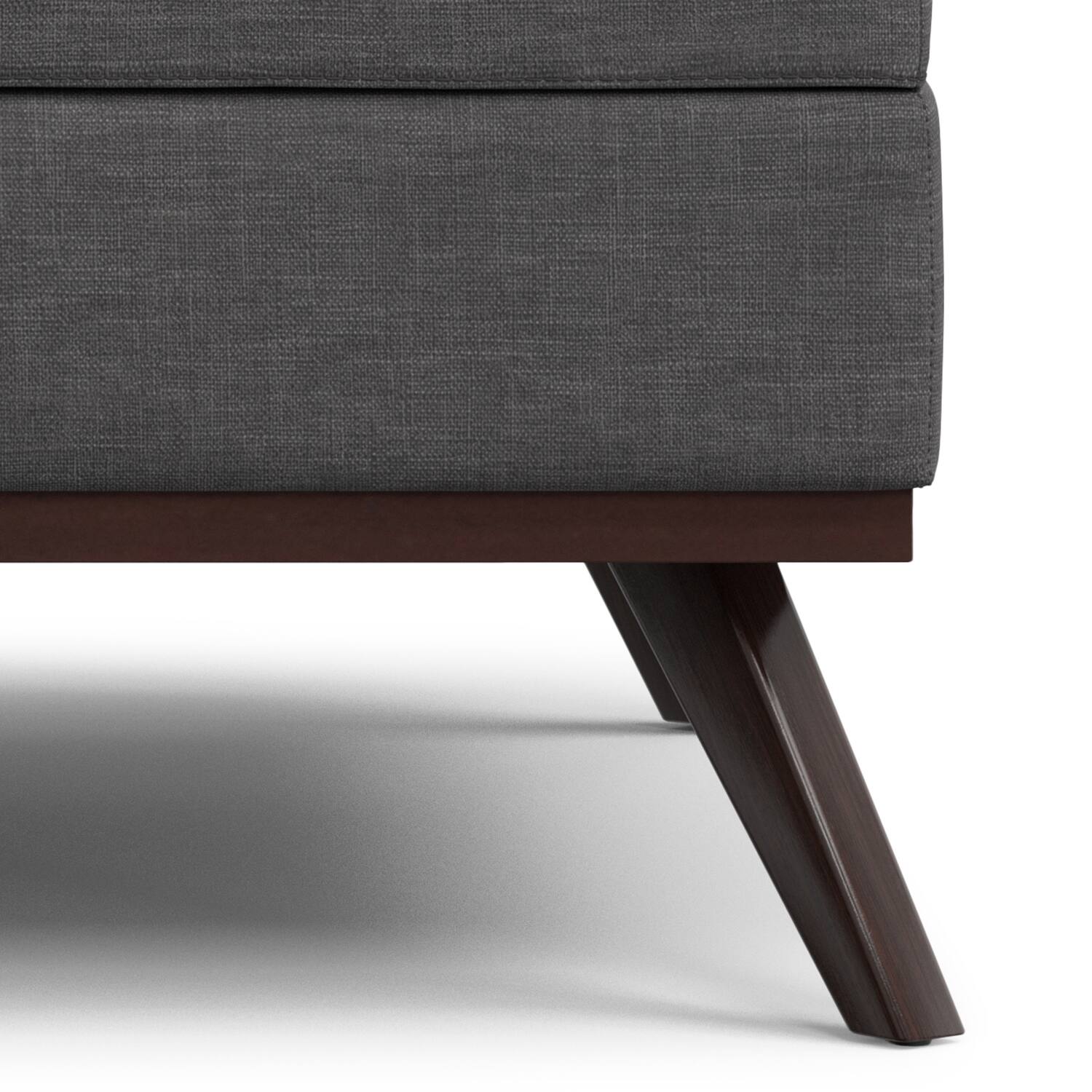 Alt View 8. Simpli Home - Owen 40 inch Wide XL Square Coffee Table Storage Ottoman in Slate Grey Polyester Fabric - Slate Grey.