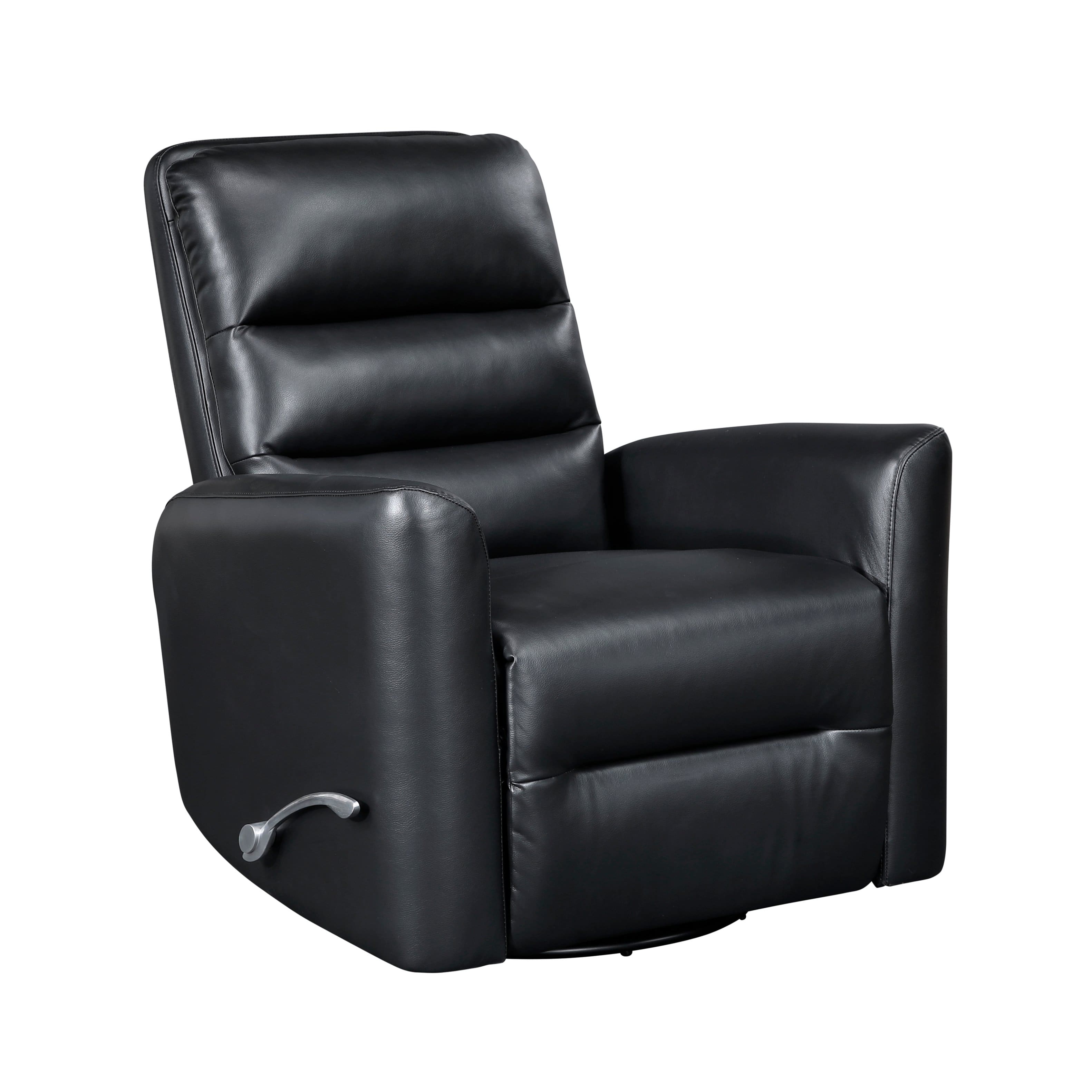 TinyHomie - Glider Reclining Chair Swivel Motion Breathable Faux Leather Upholstery Luxury Living Room Furniture - Black