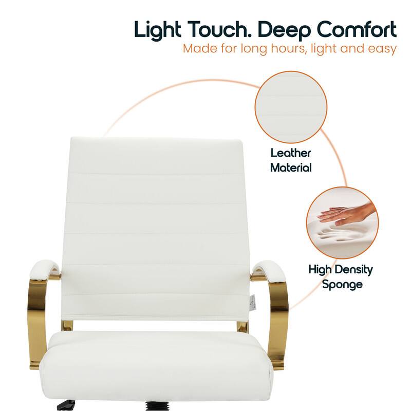 Light Touch. Deep Comfort  
Made for long hours, light and easy  

Leather Material  
High Density Sponge
