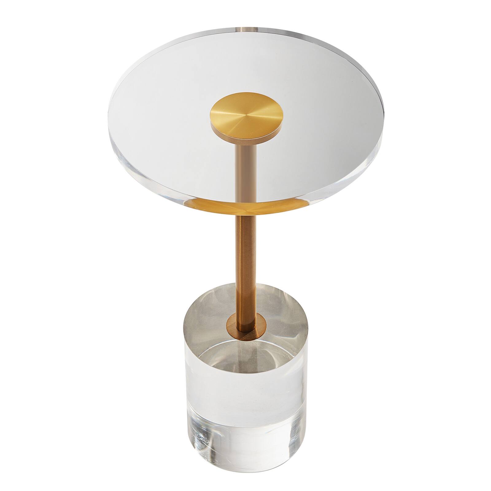 Alt View 4. VEVOR - Clear Acrylic End Table, Acrylic Side Table with a Solid Base, 11.9 x 11.9 inch Round Tabletop, 21.4 inch High - Transparent + gold.