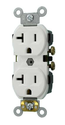 Leviton - 20-Amp 125-Volt Narrow-Body Duplex Receptacle Straight Blade Commercial Grade Self-Grounding CR20-W - White