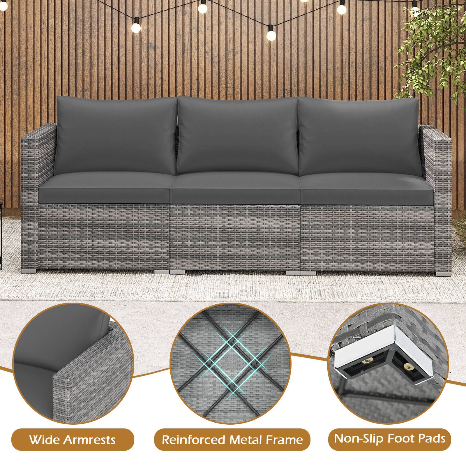 Wide Armrests  
Reinforced Metal Frame  
Non-Slip Foot Pads