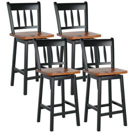 Costway - 4PCS Bar Stool 24.5" Swivel Counter Height Chair w/ Footrest - Black