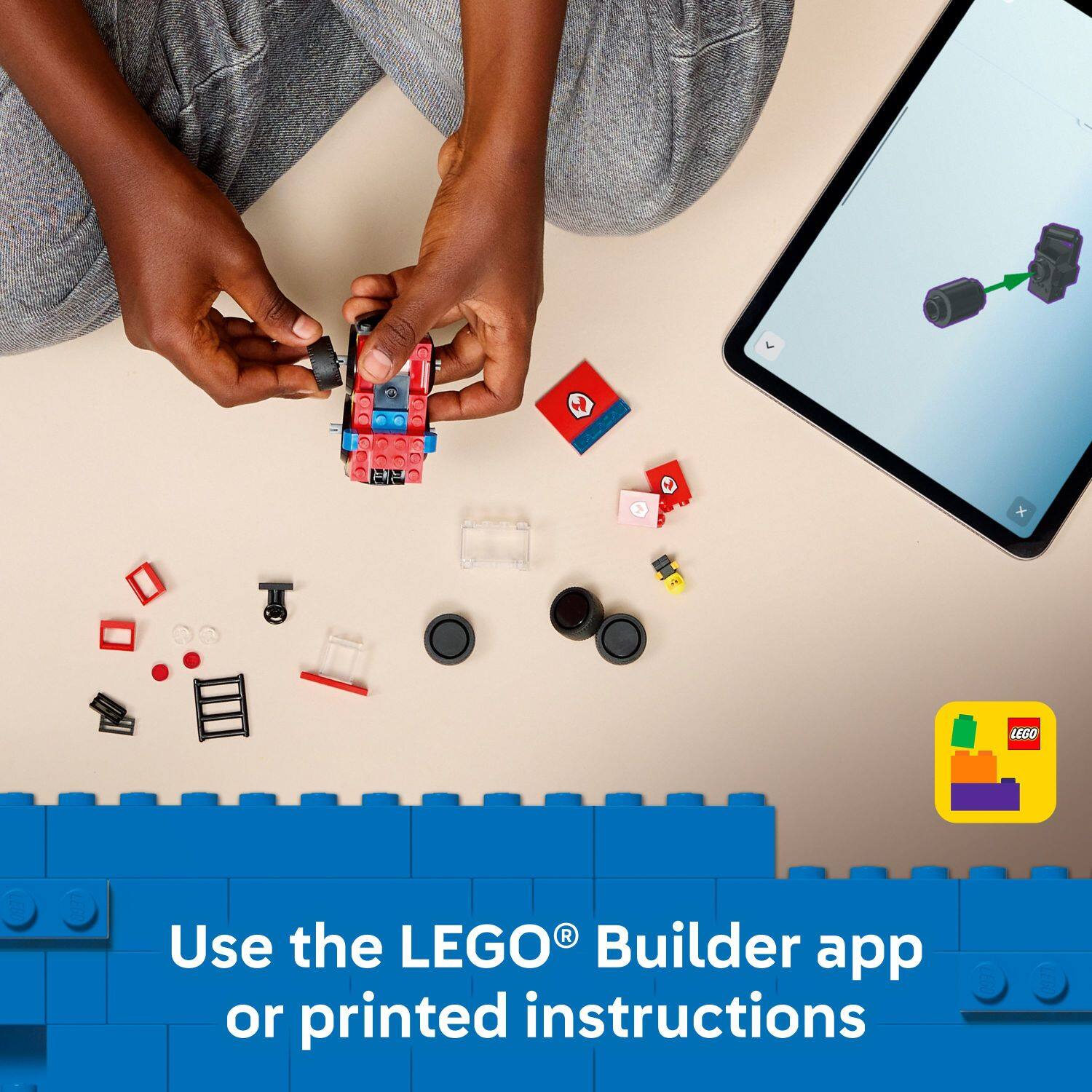 Use the LEGO® Builder app or printed instructions