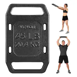 VEVOR - Cast Iron Ruck Weights for Backpack, 45LB Single Ruck Plate, Weight Plate with Smooth Handle,Textured Finish for Rucking - Black