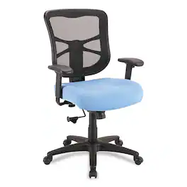 Alera - Elusion Series Mesh Mid-Back Swivel/Tilt Chair, Supports Up to 275 lb, 17.9" to 21.8" Seat Height, Light Blue Seat - Black