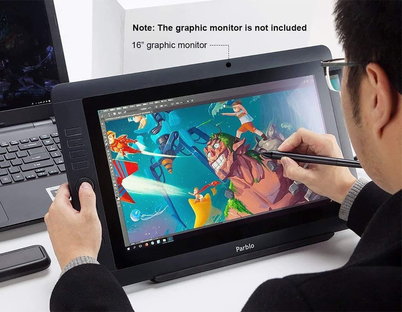 Note: The graphic monitor is not included

16" graphic monitor

Parblo