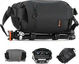 TARION - 6L Waterproof Camera Sling Bag: Crossbody Bag with Removable Dividers Tripod Holder TR-XP - Black