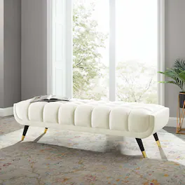 Adept 60" Performance Velvet Bench by Modway - Ivory