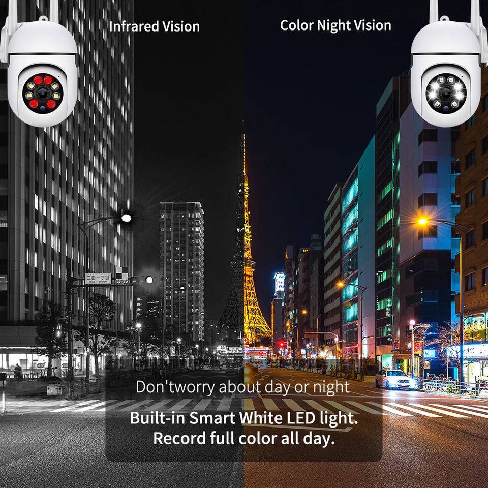 Infrared Vision  
Color Night Vision  

Don't worry about day or night.  
Built-in Smart White LED light.  
Record full color all day.
