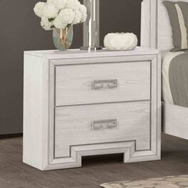 Loheer - Nightstand with USB Ports and Two Drawers - Rustic White
