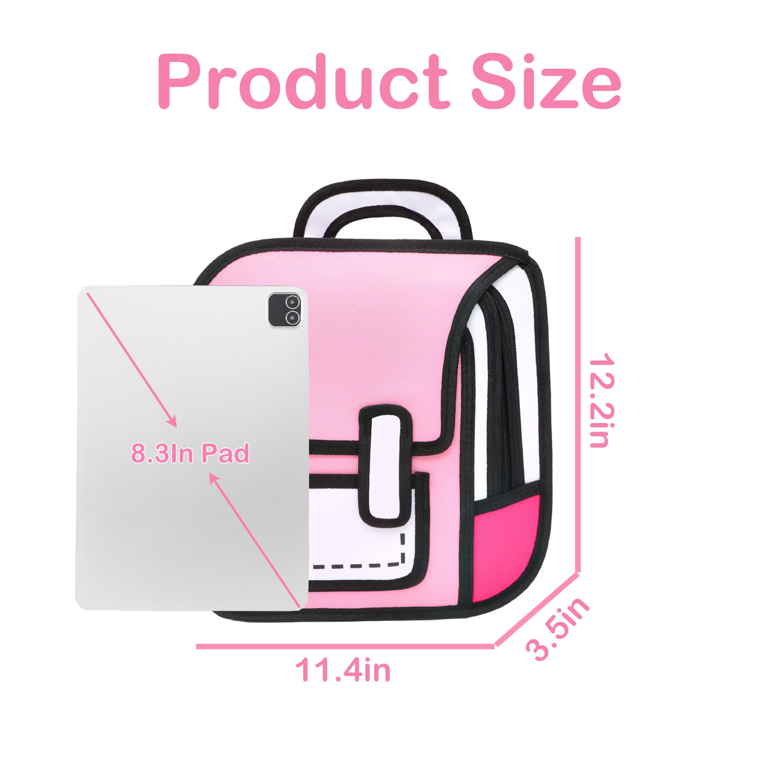 Alt View 1. Pacoar Cade - Backpack For Cute 2d Comic Paper Jump Bookbag Fun Weird School Schoolbag (pink  Small) - Yellow-Mini.