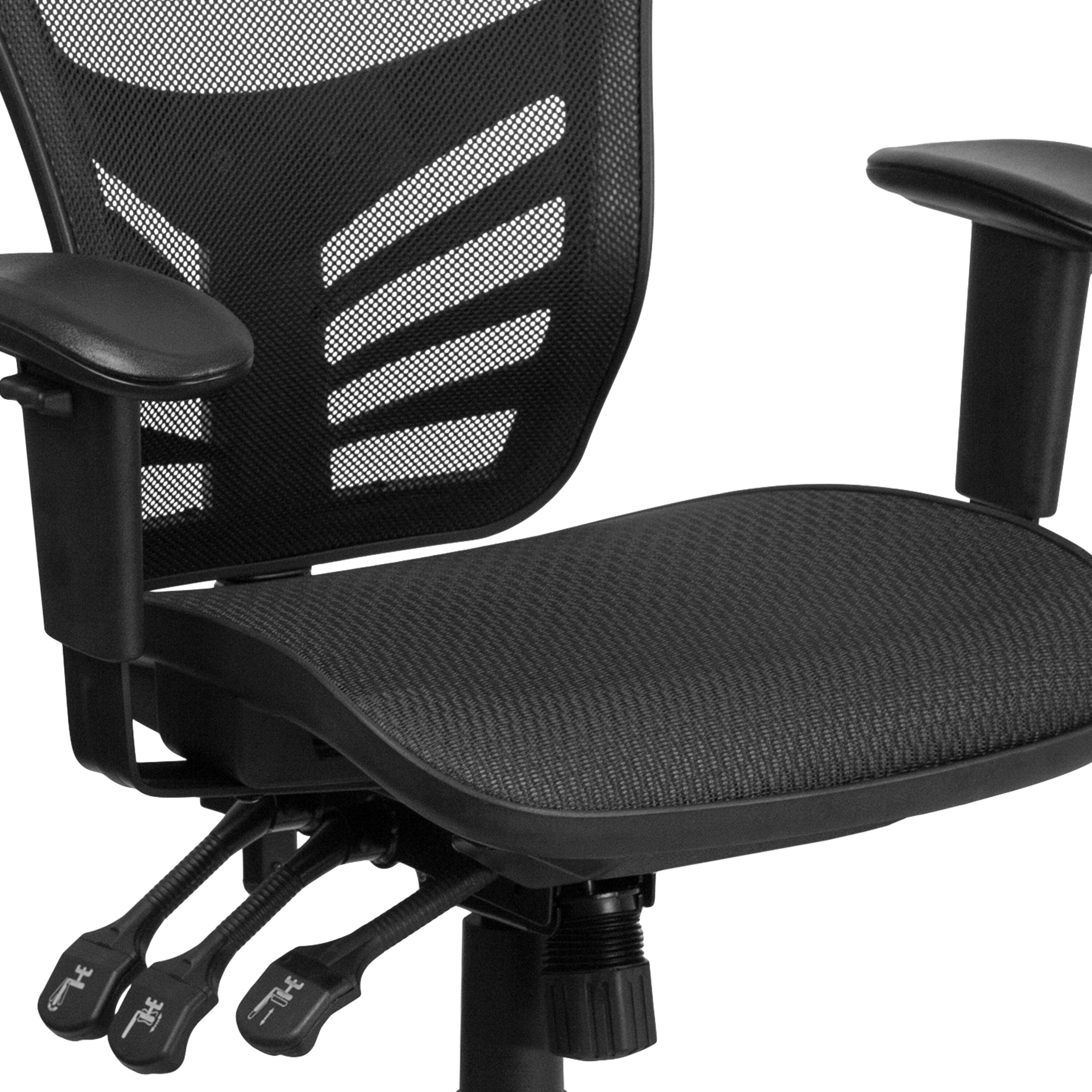 Alt View 9. Emma + Oliver - Mid-Back Transparent Mesh Multifunction Executive Swivel Ergonomic Office Chair with Adjustable Arms - Black.
