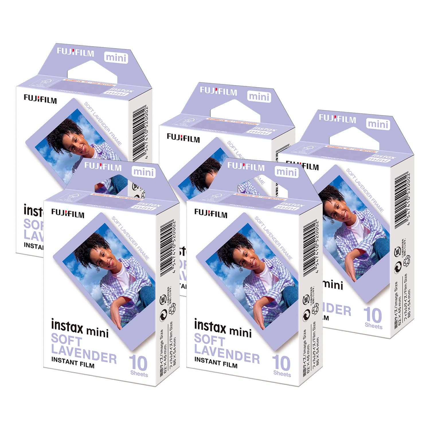Fujifilm - INSTAX MINI Soft Lavender Instant Print Film 5 Pack Bundle