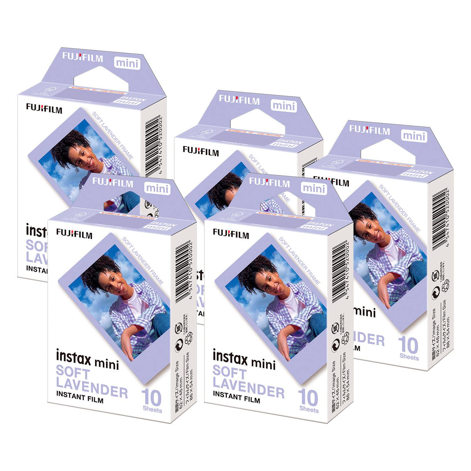 Fujifilm - INSTAX MINI Soft Lavender Instant Print Film 5 Pack Bundle