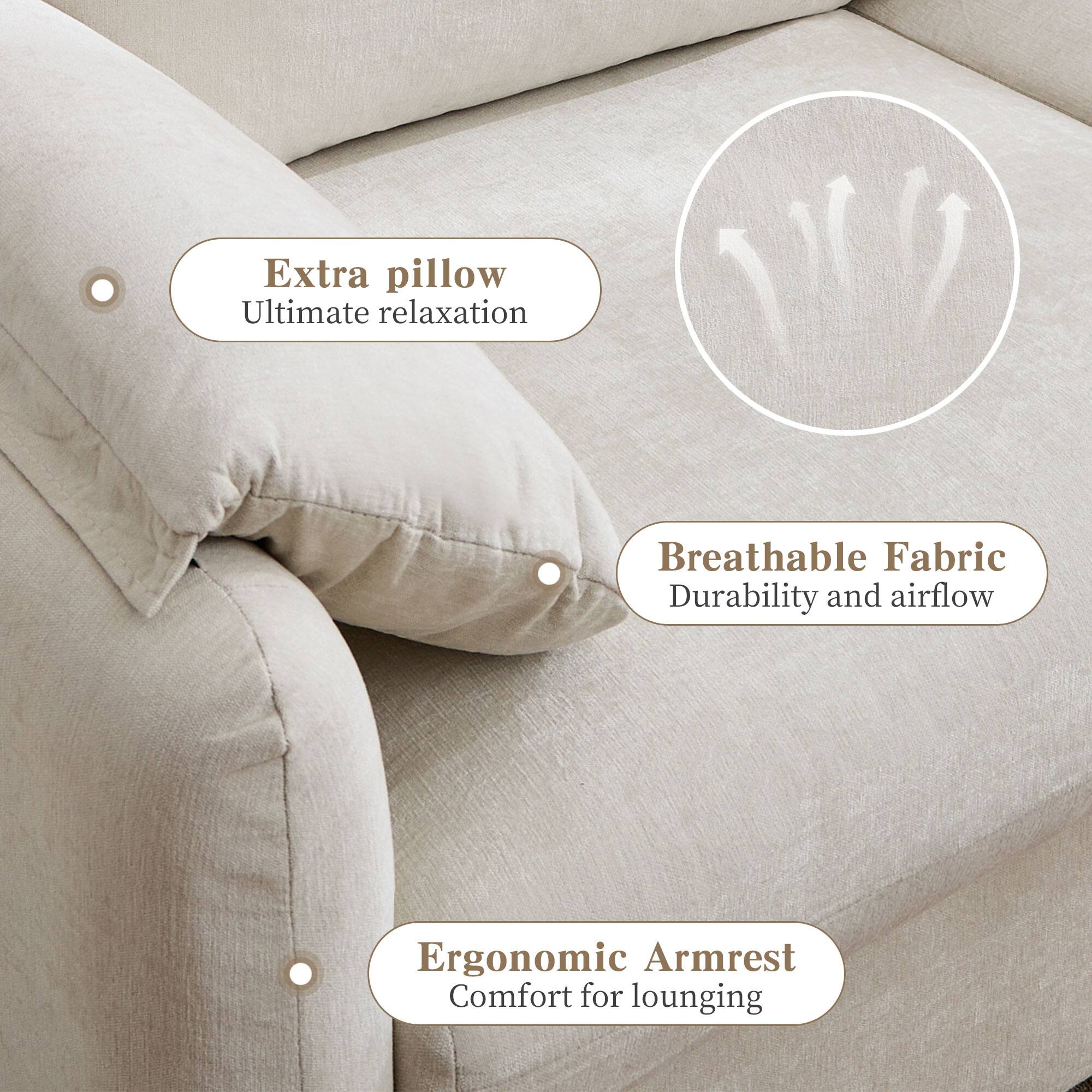 - Extra pillow  
  Ultimate relaxation

- Breathable Fabric  
  Durability and airflow

- Ergonomic Armrest  
  Comfort for lounging