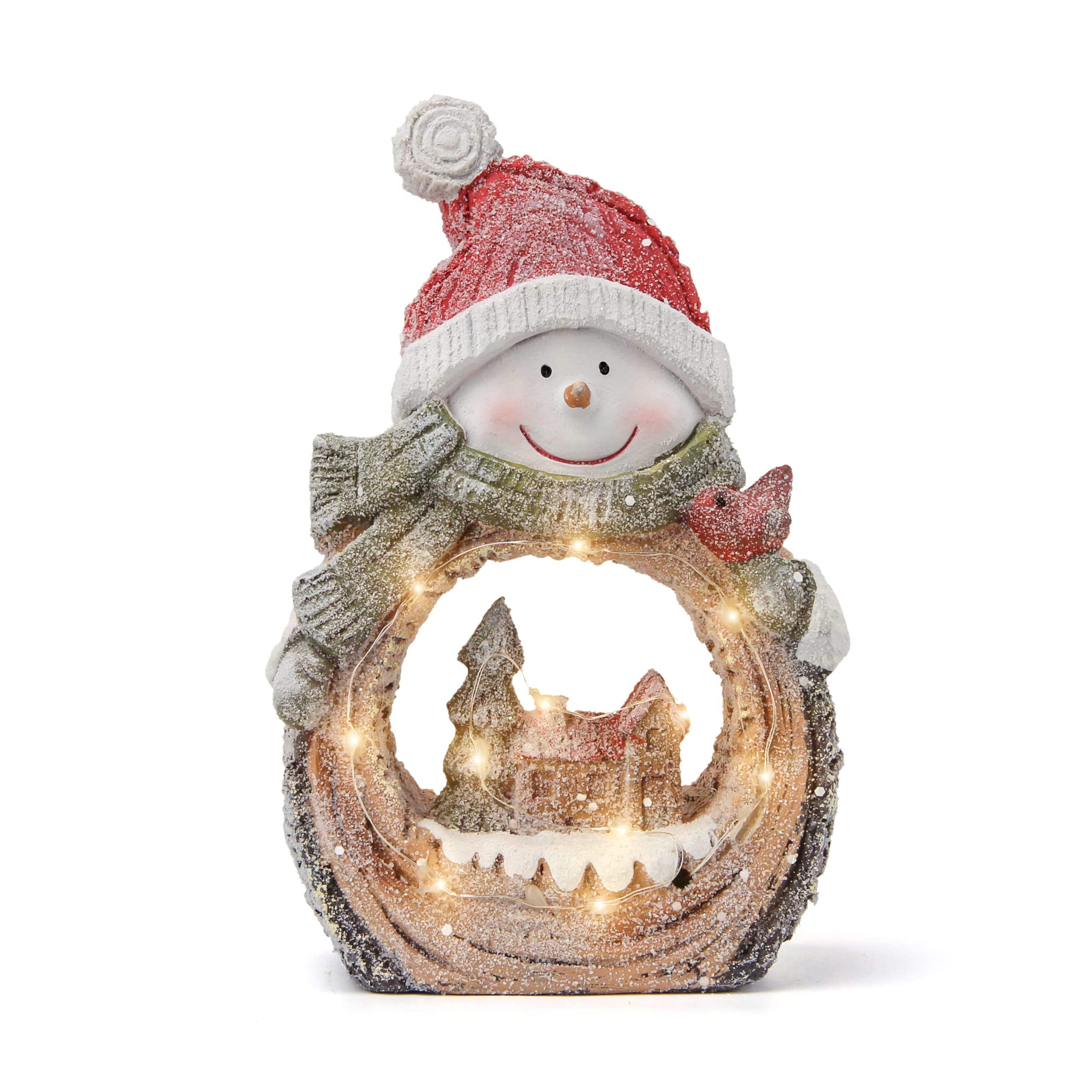 Refined Abode Design - Santa Claus Statue Led Lights Holiday Decorations Christmas Decor Frosty Figurine Shelf Bookshelf Table - Multi