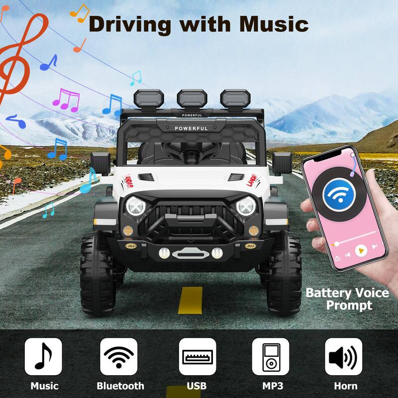 Driving with Music

- Powerful
- Battery Voice Prompt
- Music
- Bluetooth
- USB
- MP3
- Horn