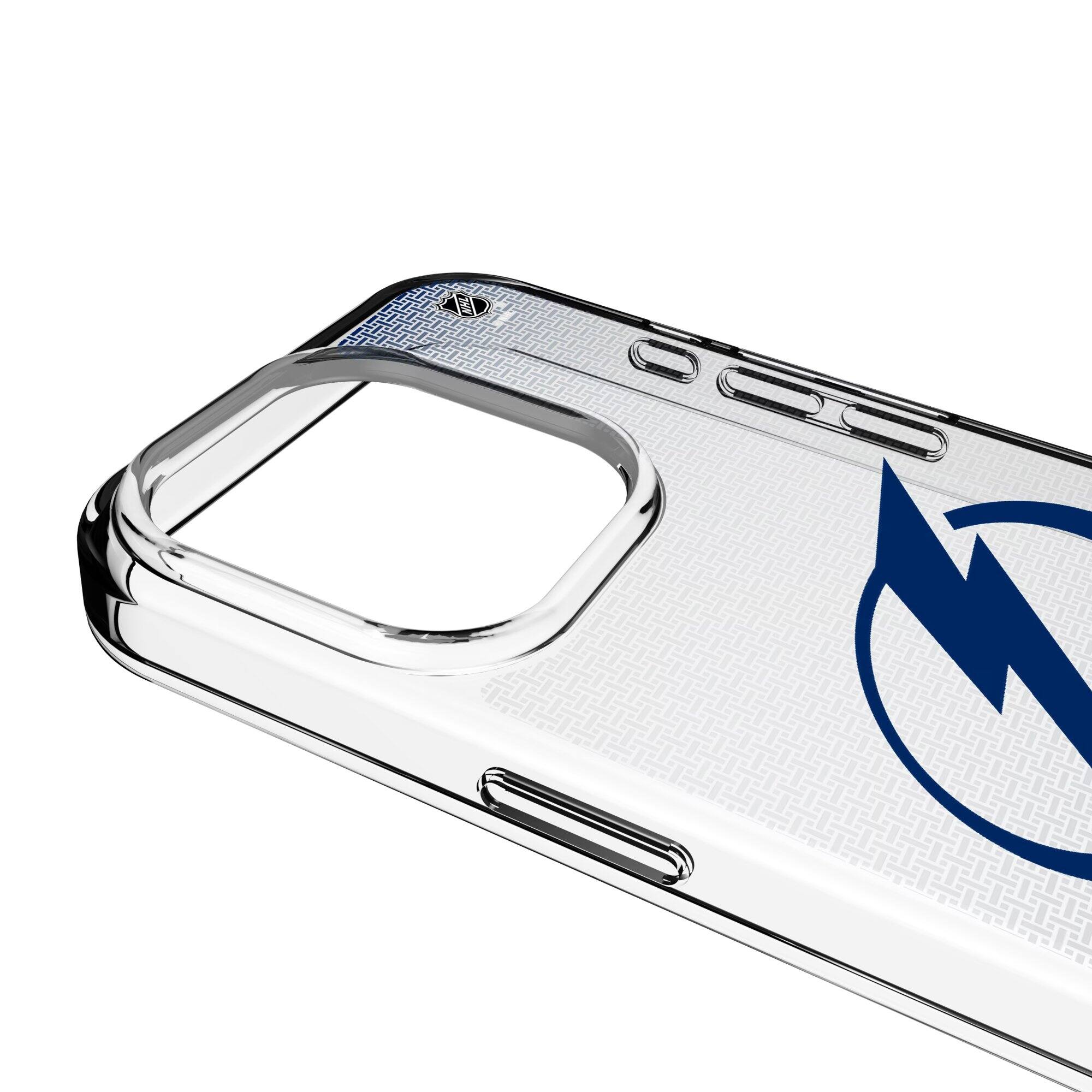 Alt View 2. Keyscaper - Tampa Bay Lightning Linen Logo iPhone Clear Case - 14 - Multicolor.