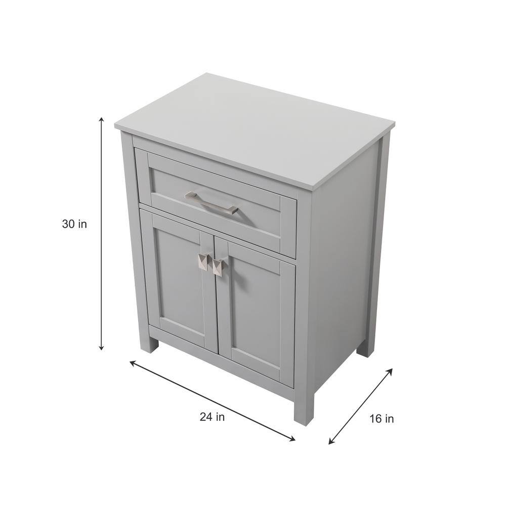 Alt View 1. Elegant Kitchen and Bath - 24 Inch Wide Bathroom Storage Freestanding Cabinet In Grey - Grey.