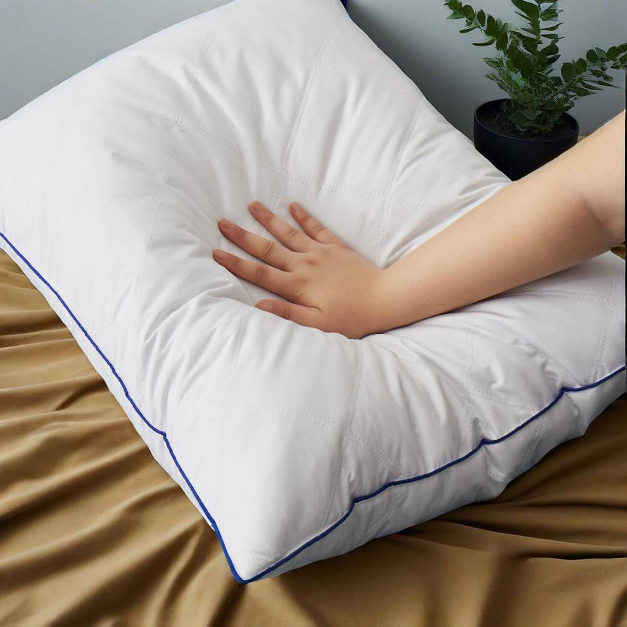 Angle. Peace Nest - Peace Nest Medium-Firm Goose Feather Down Bed Pillow Set of 2 - White.