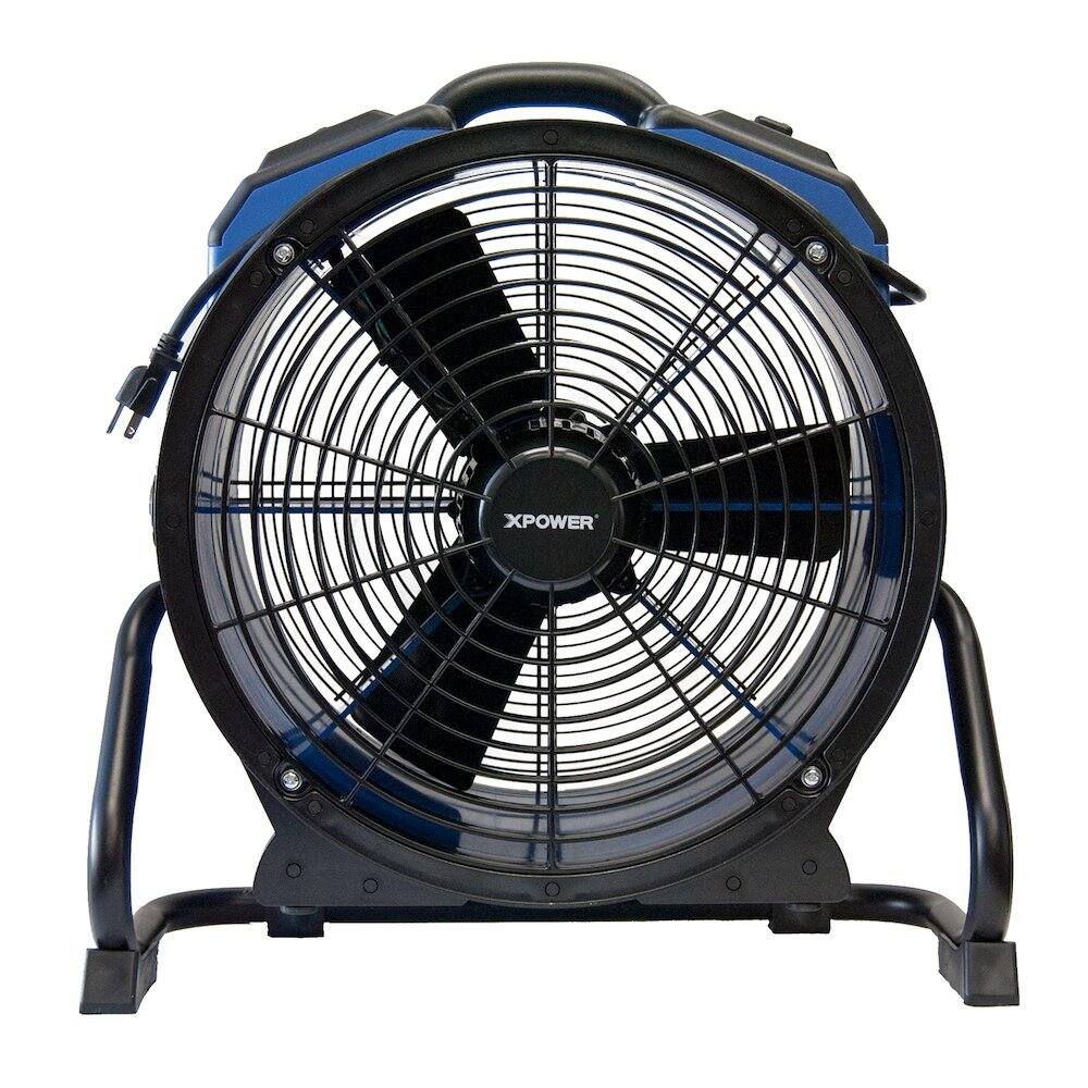 Left. XPOWER - 1/3 HP 3600 CFM High Temperature Variable Speed Air Mover, Blower, Fan - Blue.